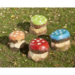 Colourful Mushroom Seats - Set of 4