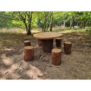 Log Table Rustic Top With Log Seats