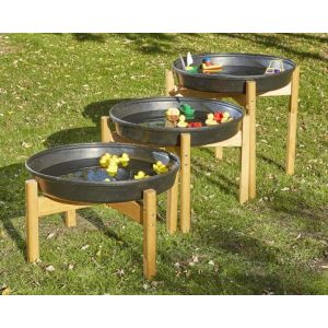 Trio of Cascading Deep Spot Trays and Stands - Set of 3