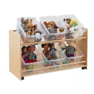 Rookie Range Open Mobile Basket Shelf - With Clear Plastic Boxes
