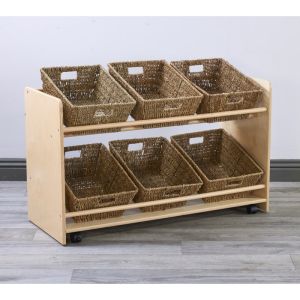 Rookie Range Open Mobile Basket Shelf - With Seagrass Baskets