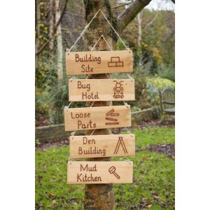 Outdoor Area Plank Signs - Set of 5