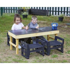 Slim Eco H Crate Chalk Table + 4 Eco Wooden H Crates Seats