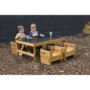 Windmill H Crate Chalk Table and Wooden H Crate Seats Set