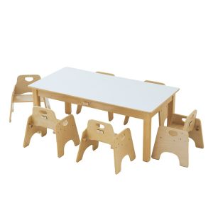 Cosy Essence - Milk White Rectangular Table with Six Wobbler Chairs