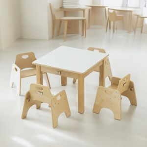 Cosy Essence - Milk White Square Table with a Set of Four Wobbler Chairs