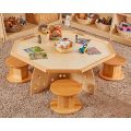 Wooden Hex Table and Four Perch Pods