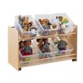 Rookie Range Open Mobile Basket Shelf - With Clear Plastic Boxes